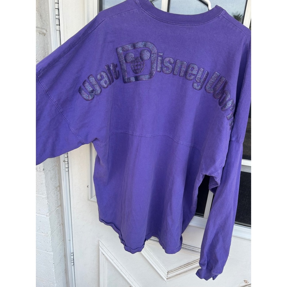 Disney Parks Spirit Jersey Walt Disney World Purple Glitter Puff Print Large - Picture 2 of 11